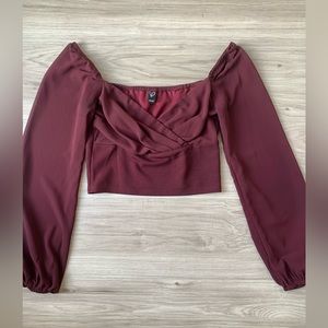 Windsor plum off the shoulder crop top